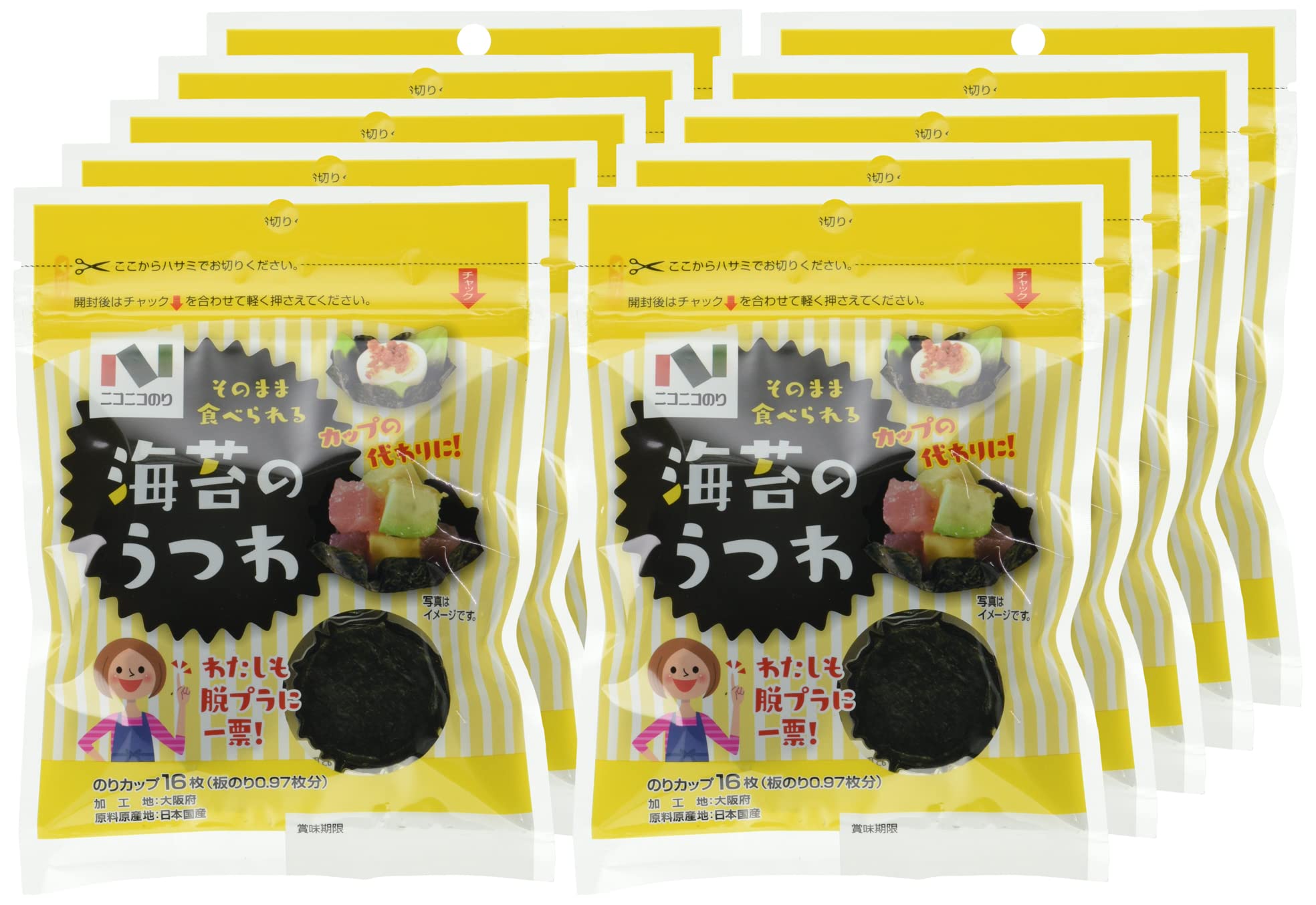 Amazon | ニコニコのり 海苔のうつわR 16枚×10袋 | ニコニコのり